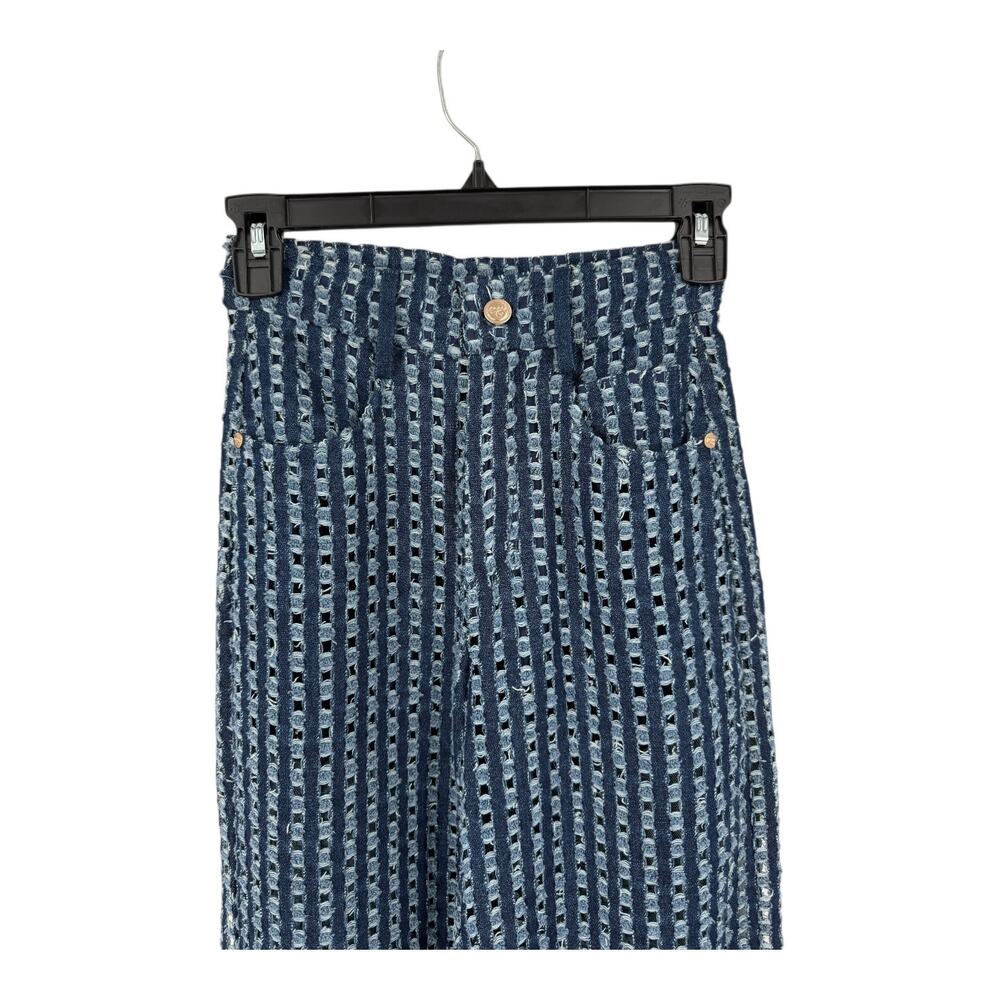 Cult Gaia Katya wide leg laser cut Pants blue size 23 DEFECT - Picture 4 of 11